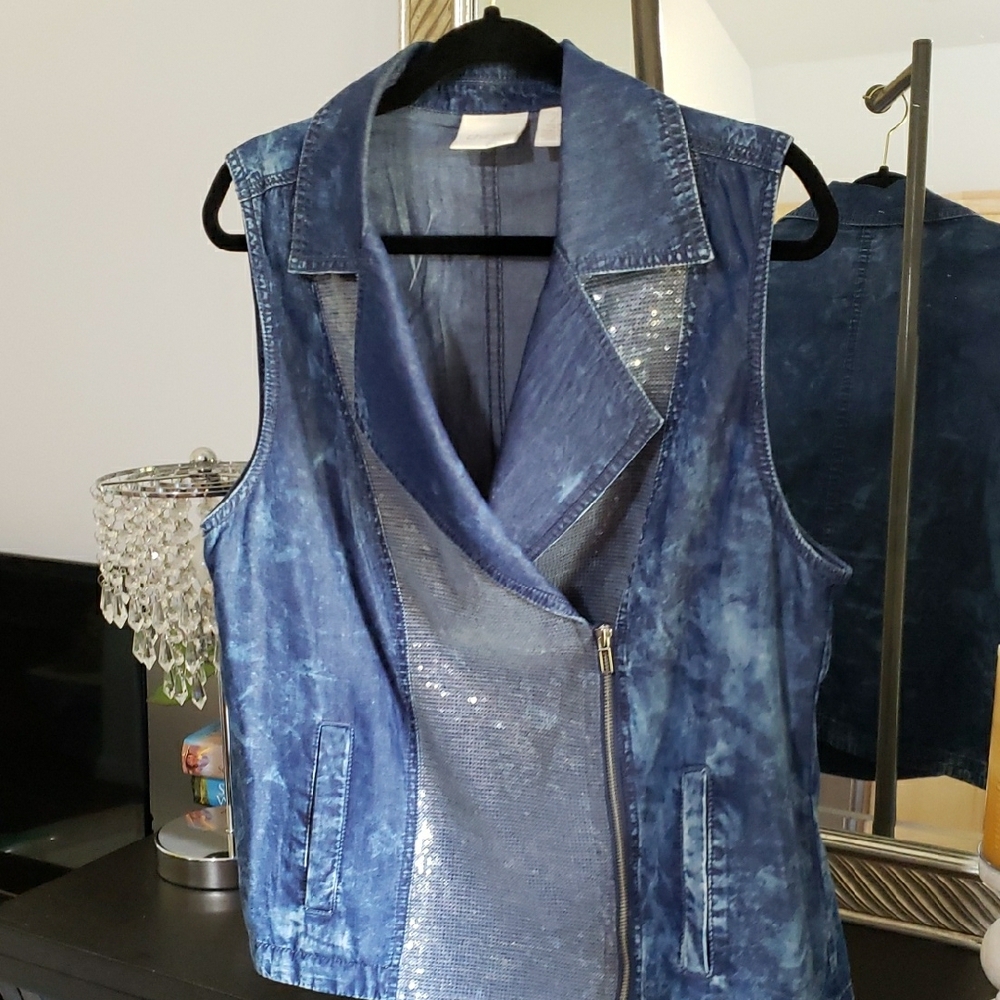 Chico's Shimmering Blue Denim Vest - Picture 4 of 7
